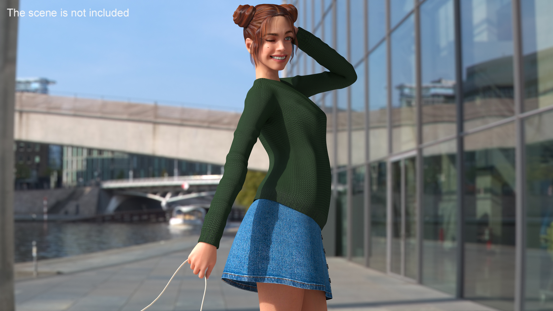 European Woman Street Style Rigged 3D model