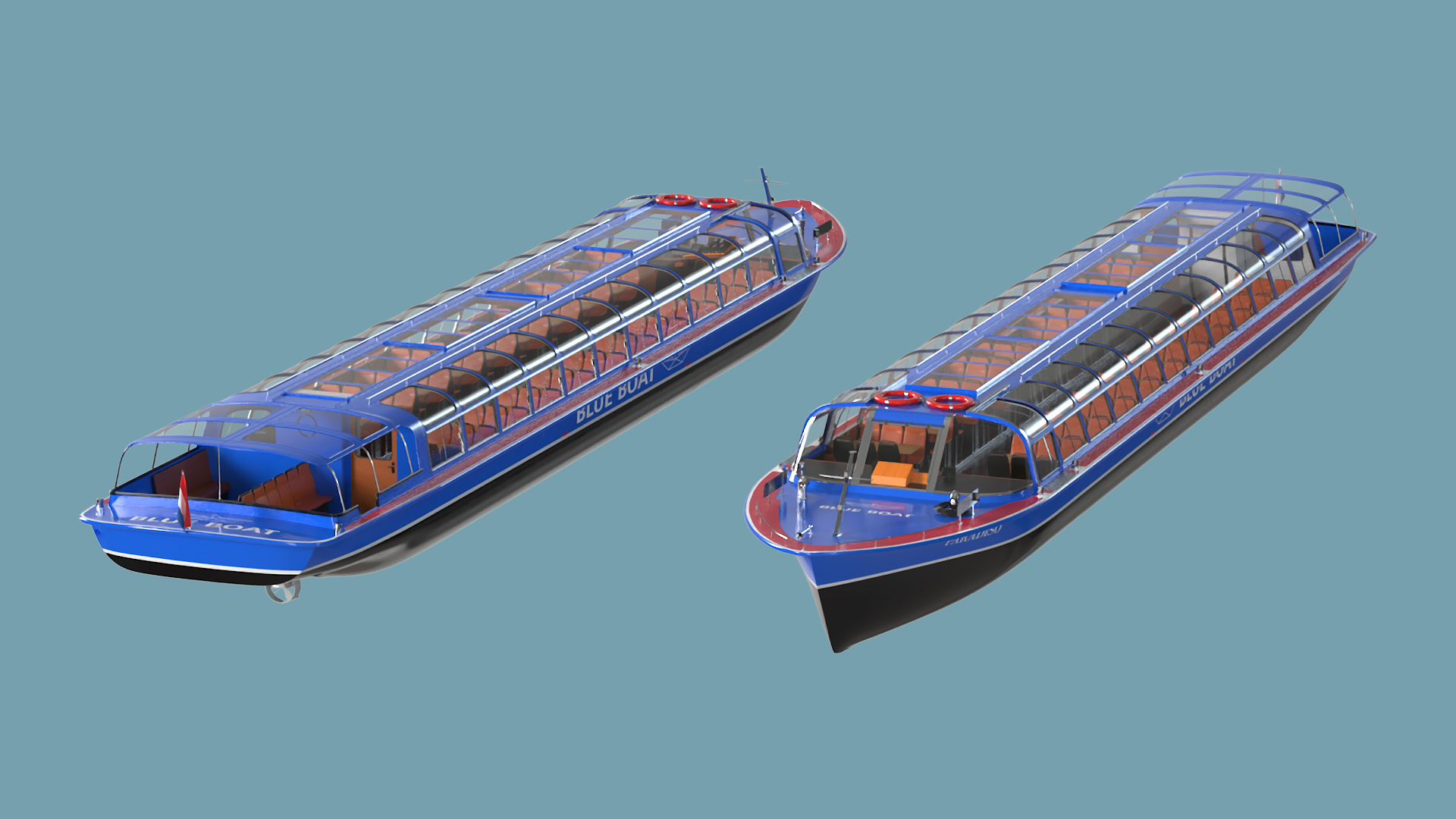 Amsterdam Canal Cruise Blue Boat 3D