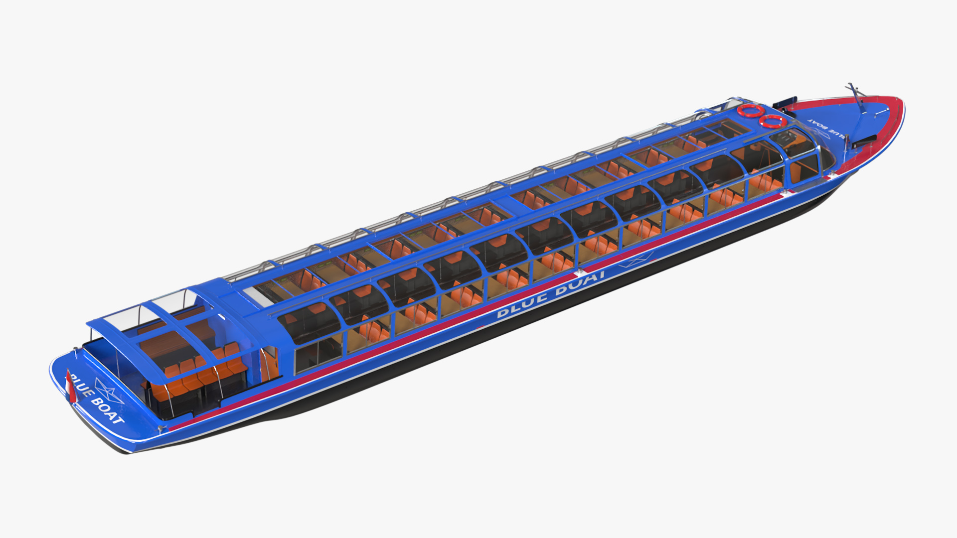 Amsterdam Canal Cruise Blue Boat 3D
