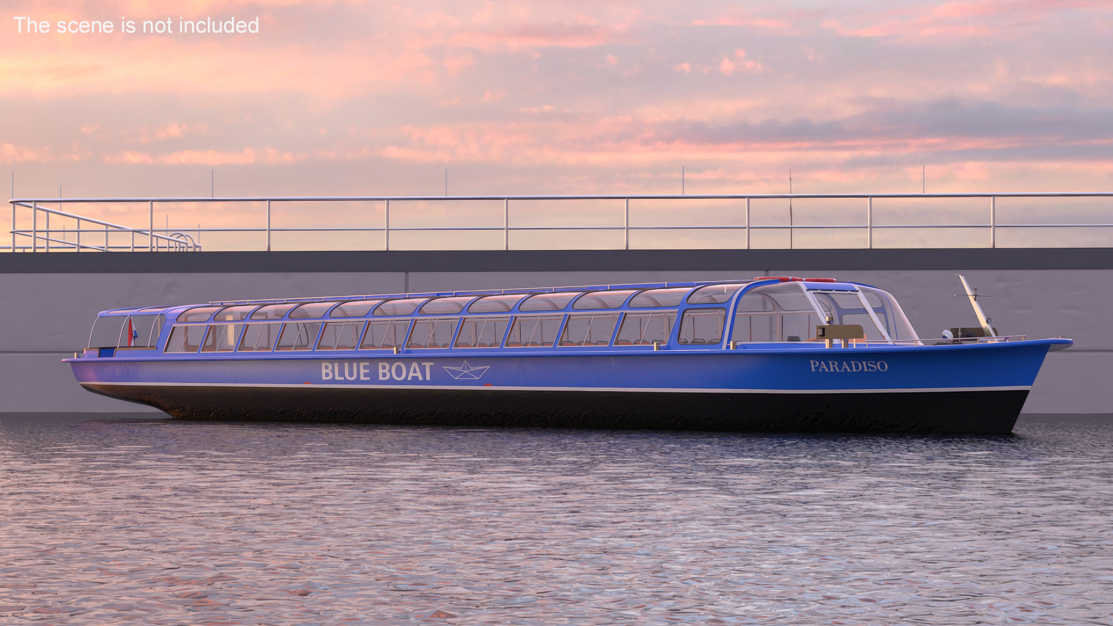 Amsterdam Canal Cruise Blue Boat 3D