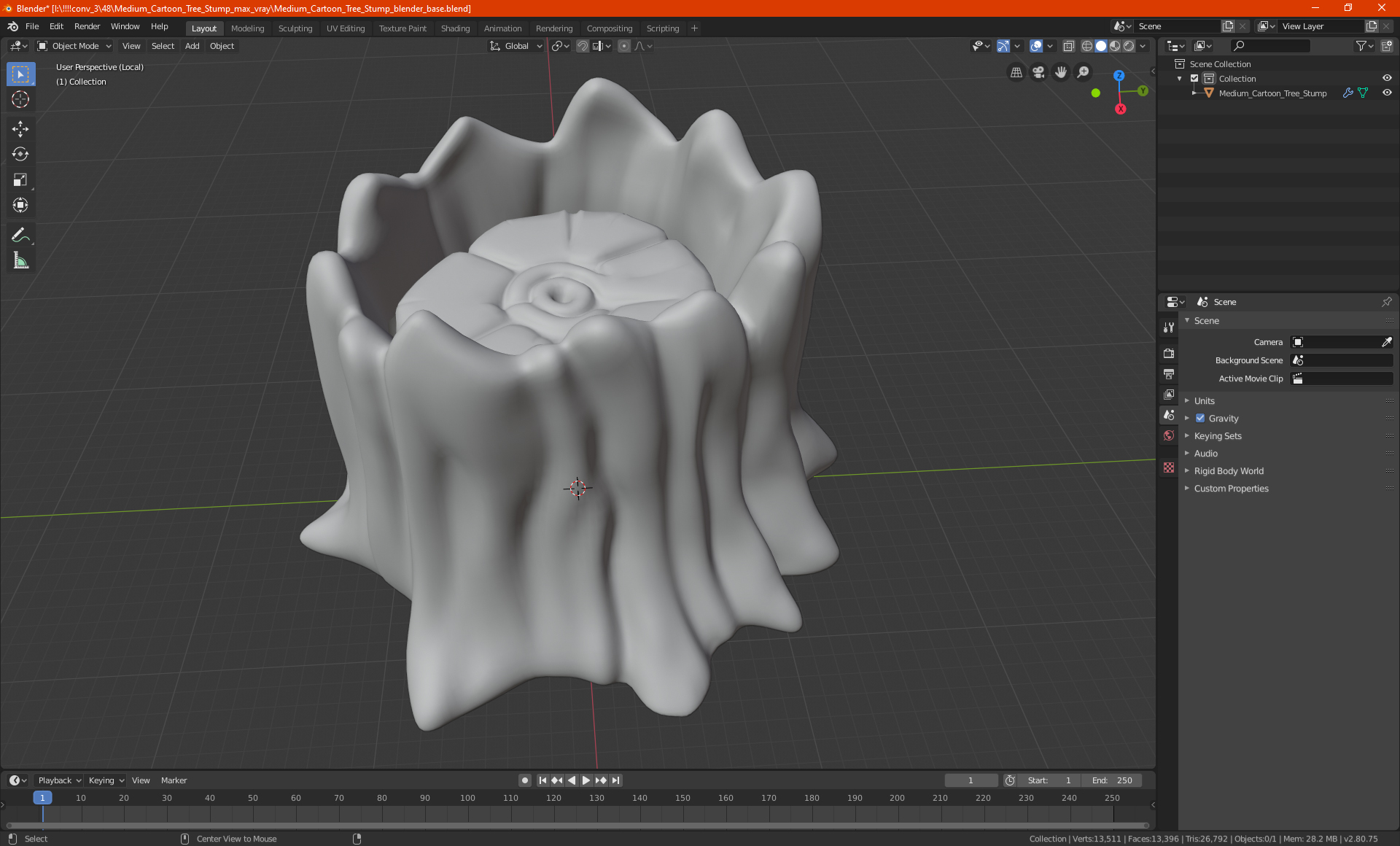 3D model Medium Cartoon Tree Stump