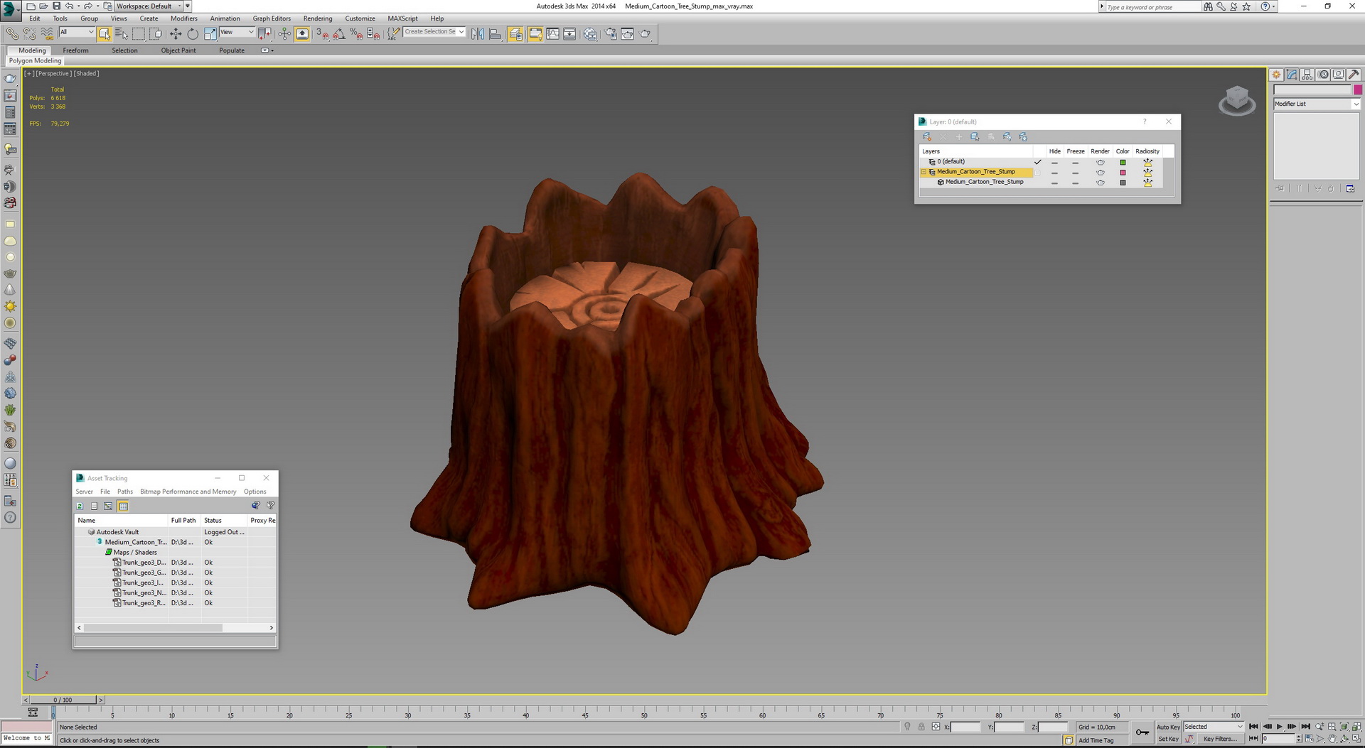 3D model Medium Cartoon Tree Stump