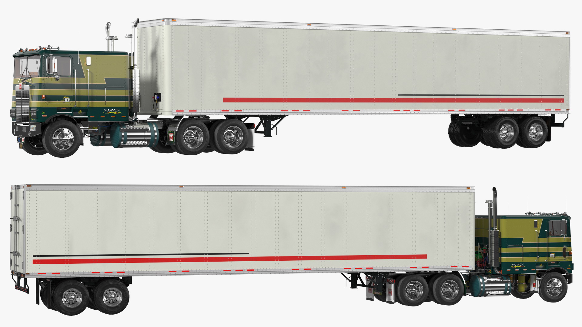 Marmon Truck With Semi Trailer Rigged 3D