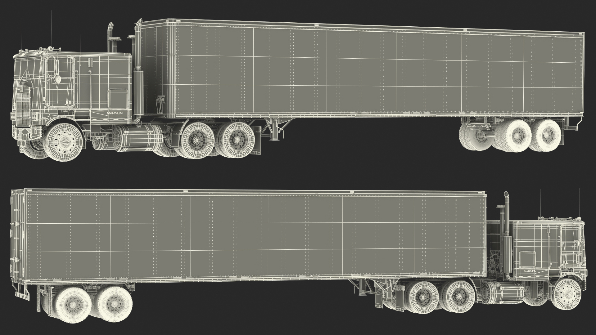 Marmon Truck With Semi Trailer Rigged 3D