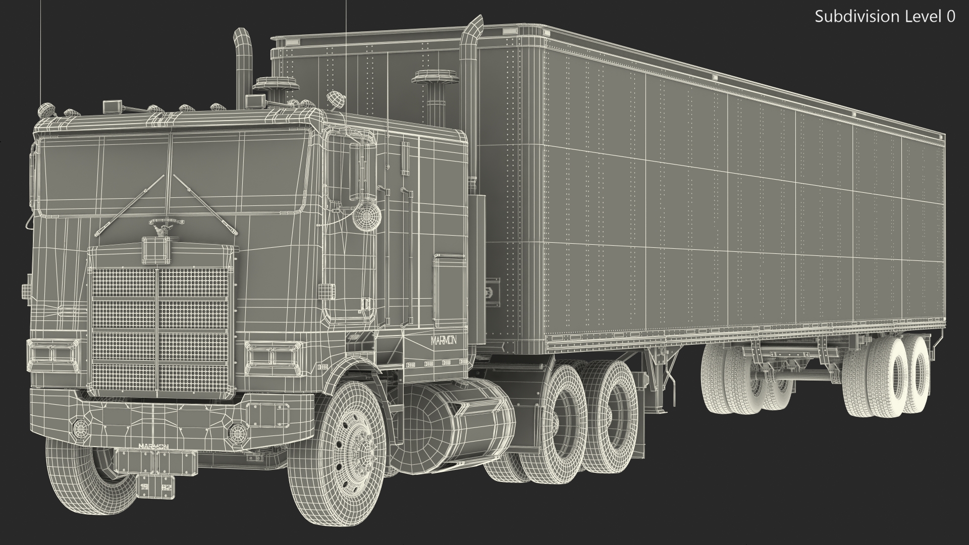 Marmon Truck With Semi Trailer Rigged 3D