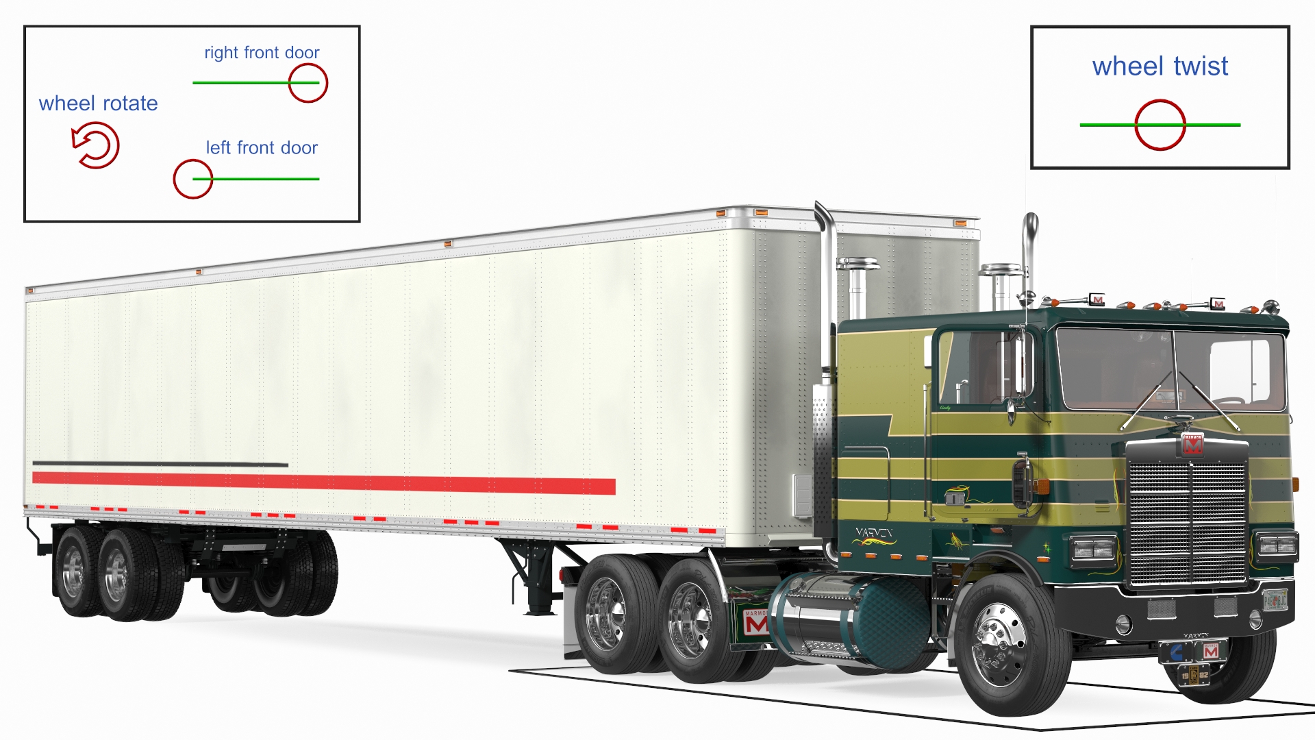 Marmon Truck With Semi Trailer Rigged 3D