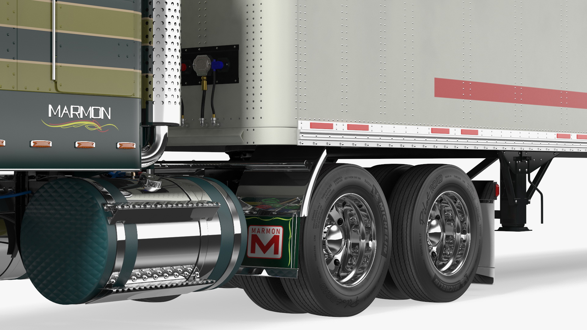 Marmon Truck With Semi Trailer Rigged 3D