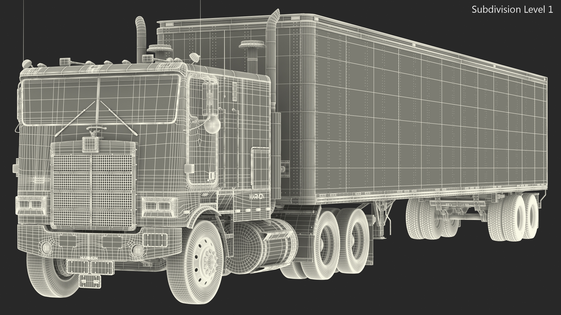 Marmon Truck With Semi Trailer Rigged 3D