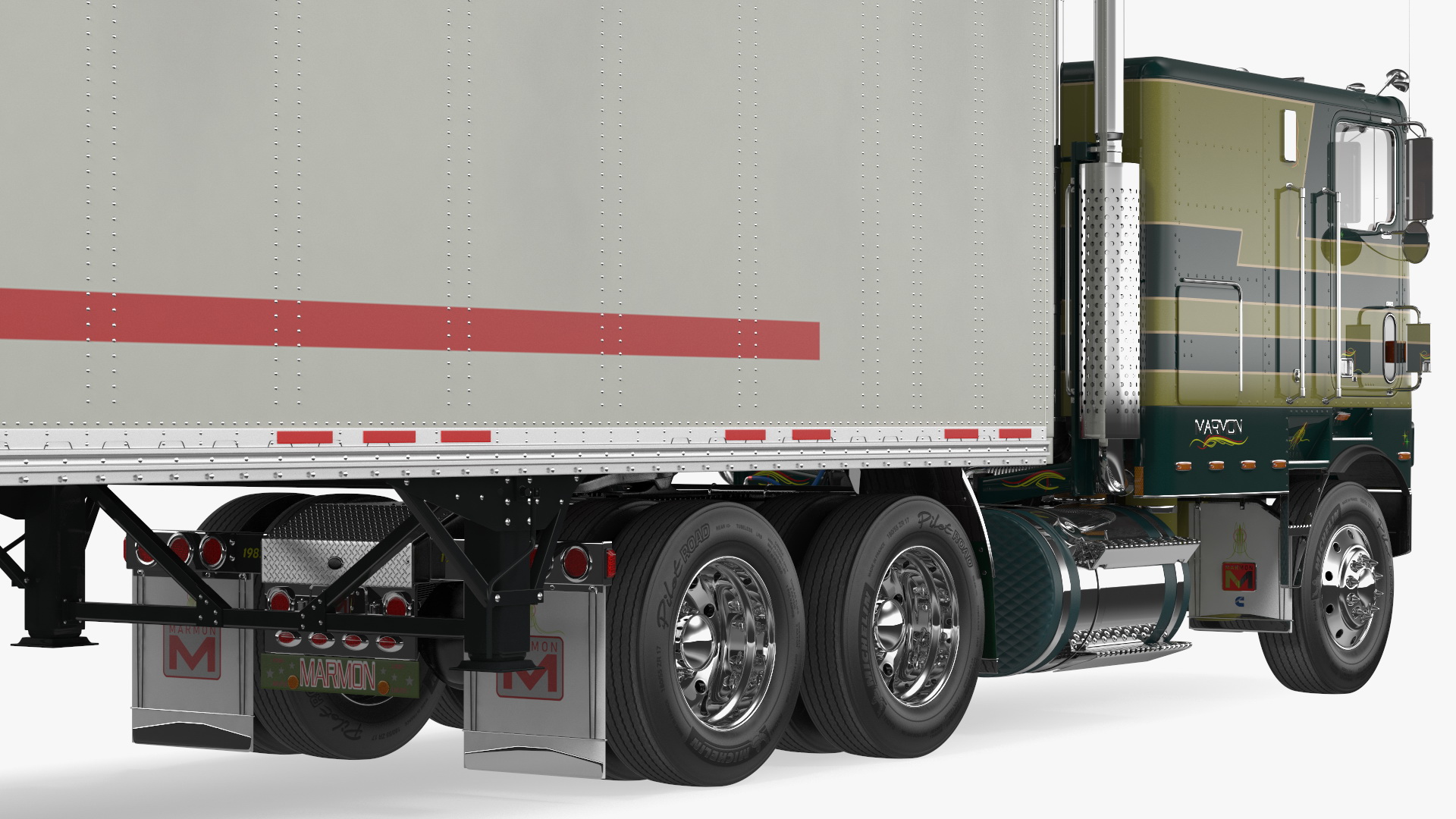 Marmon Truck With Semi Trailer Rigged 3D