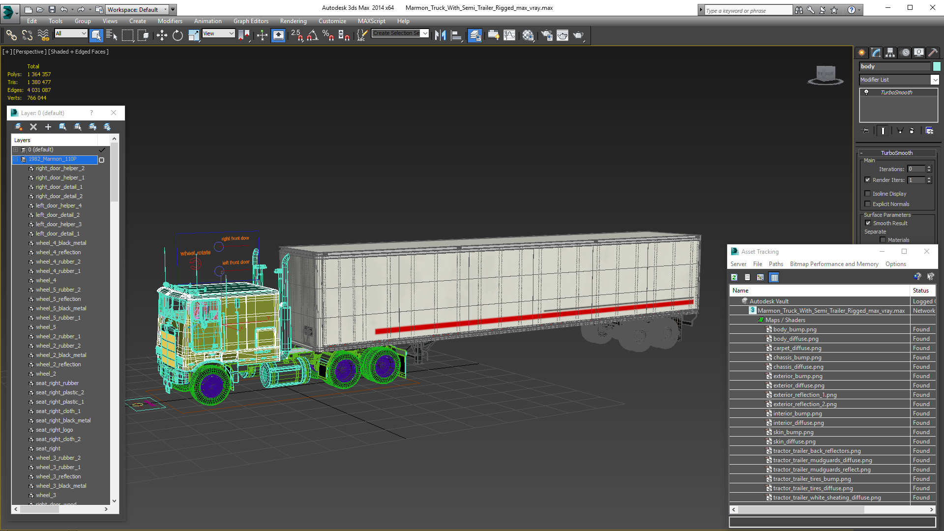 Marmon Truck With Semi Trailer Rigged 3D