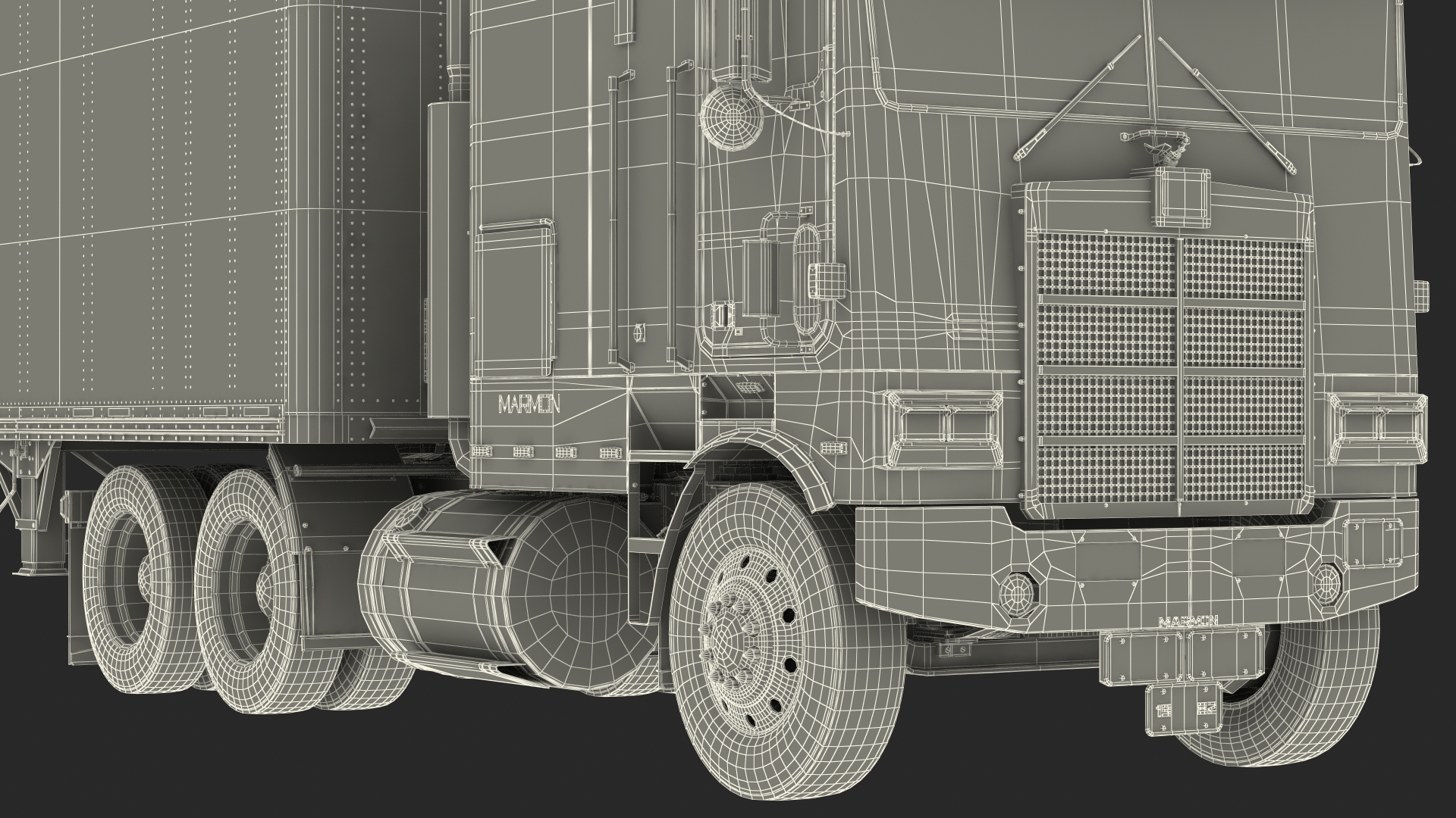 Marmon Truck With Semi Trailer Rigged 3D