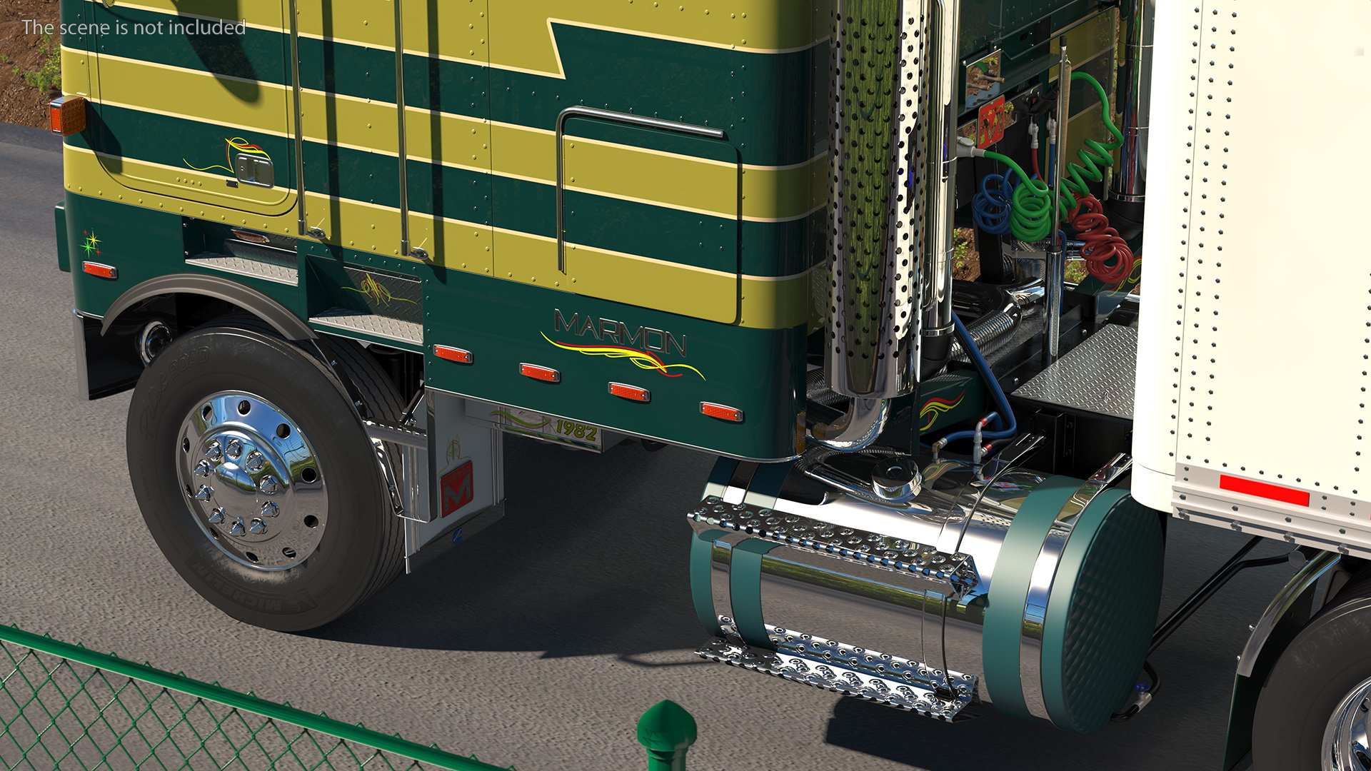 Marmon Truck With Semi Trailer Rigged 3D