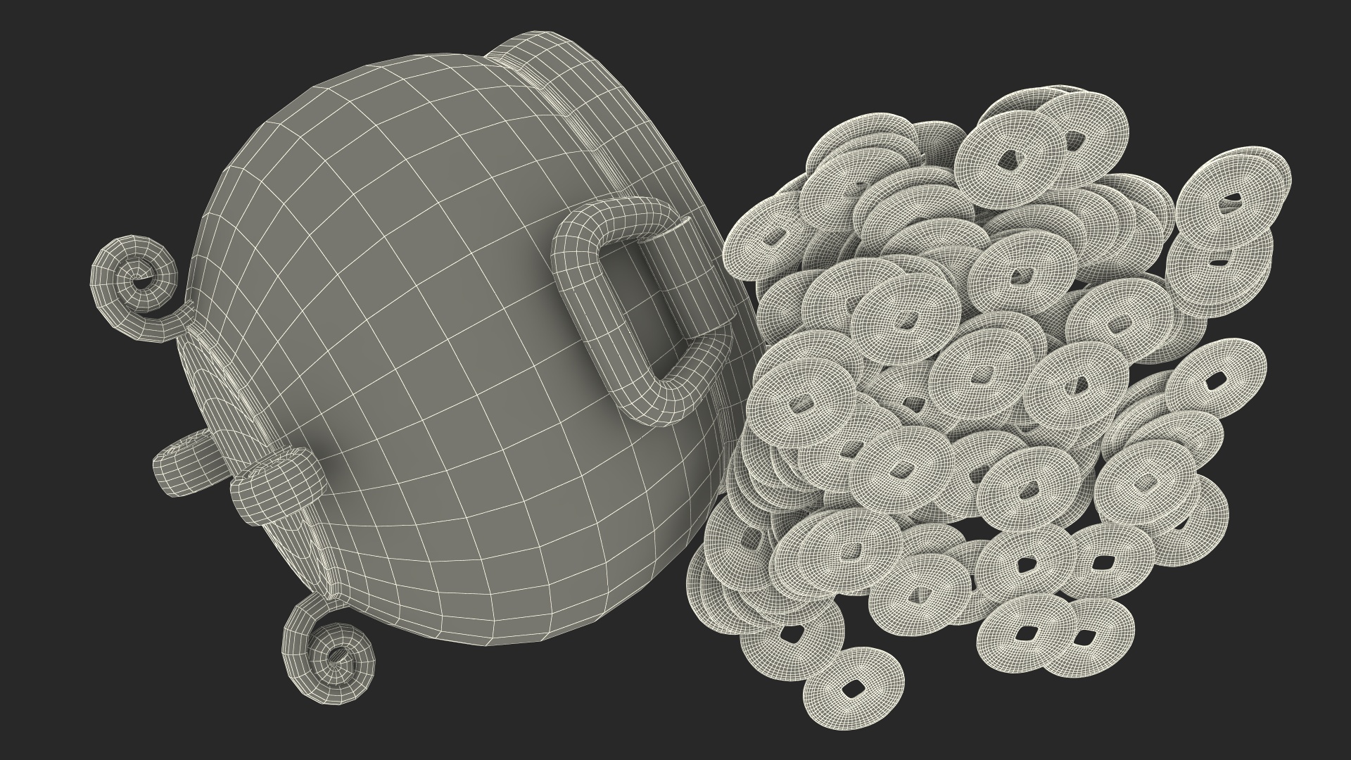 3D Coins Falling Out from Pot