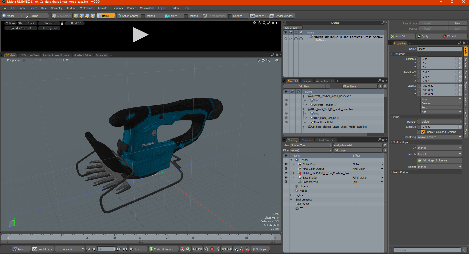 Makita UM164DZ Li Ion Cordless Grass Shear 3D