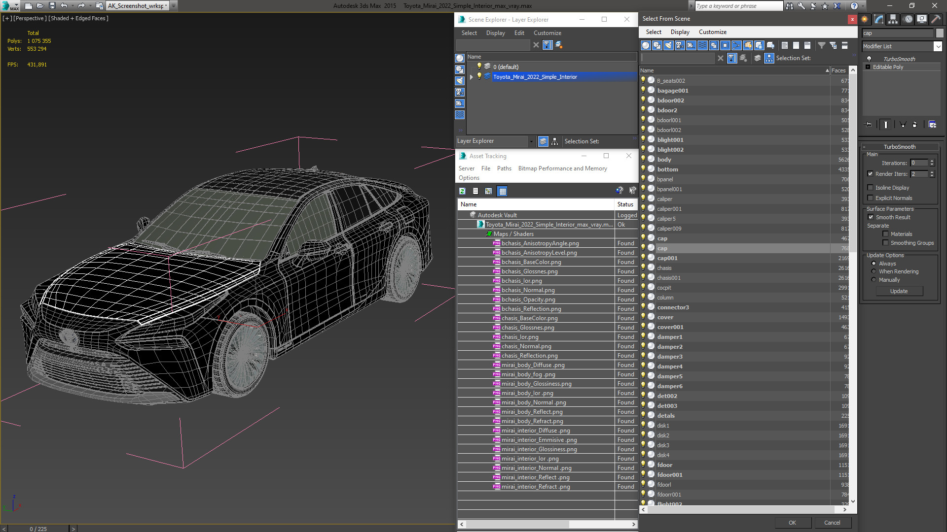 3D Toyota Mirai 2022 Simple Interior model