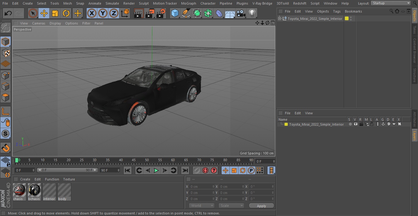 3D Toyota Mirai 2022 Simple Interior model