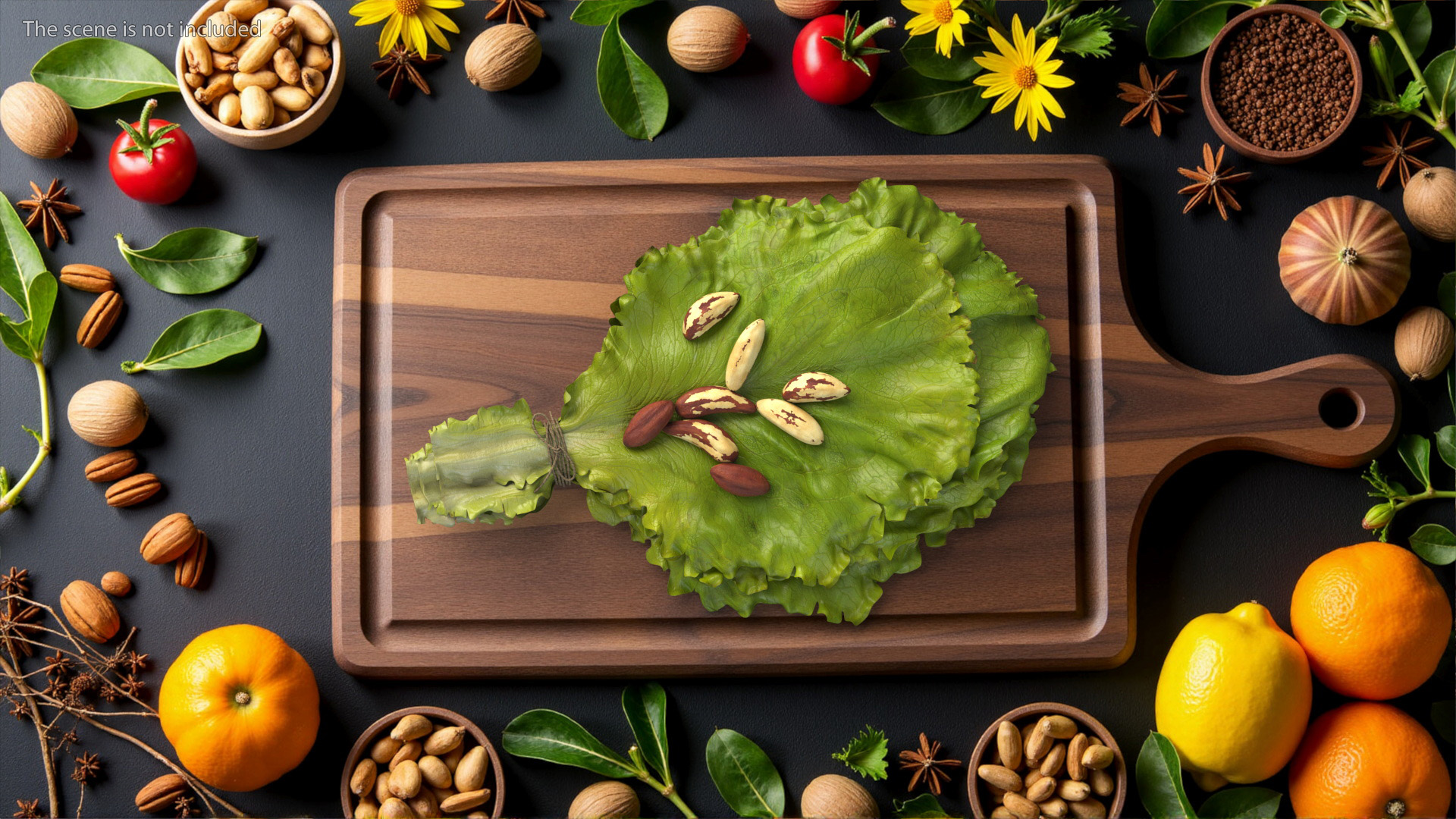 3D Lettuce Leaves with Brazil Nuts
