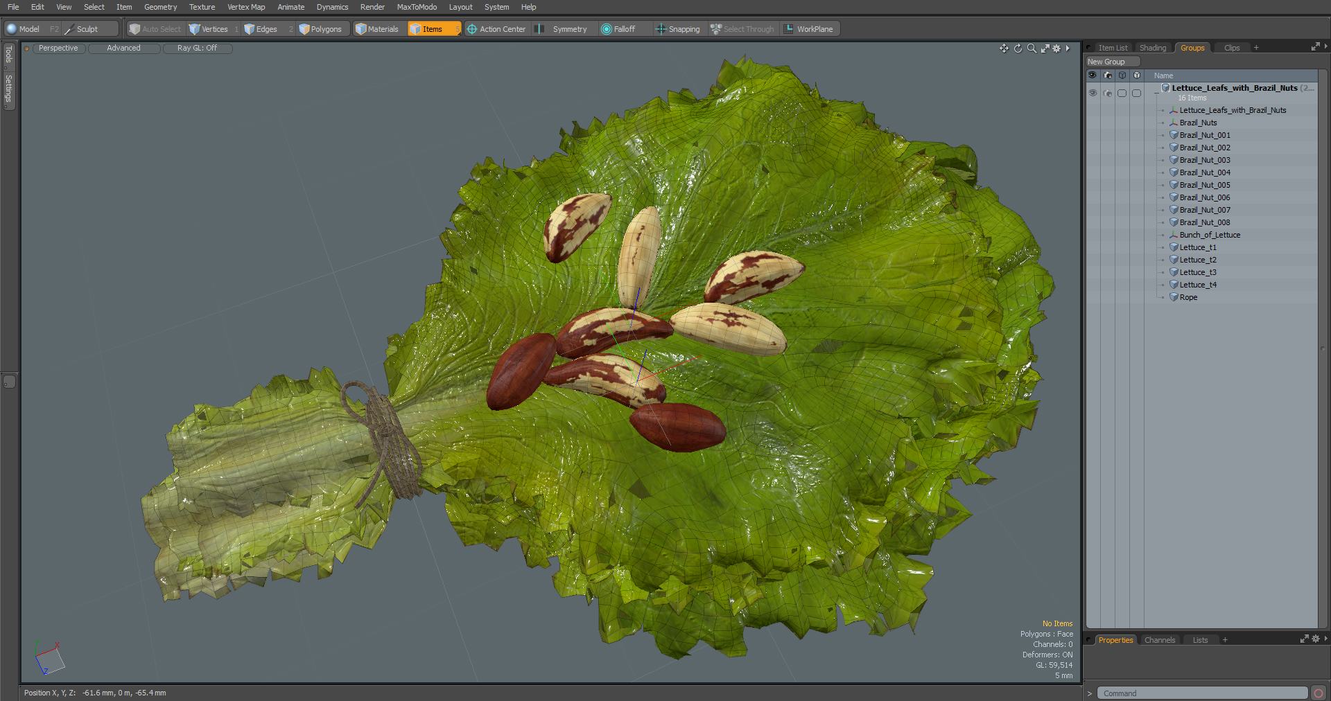 3D Lettuce Leaves with Brazil Nuts
