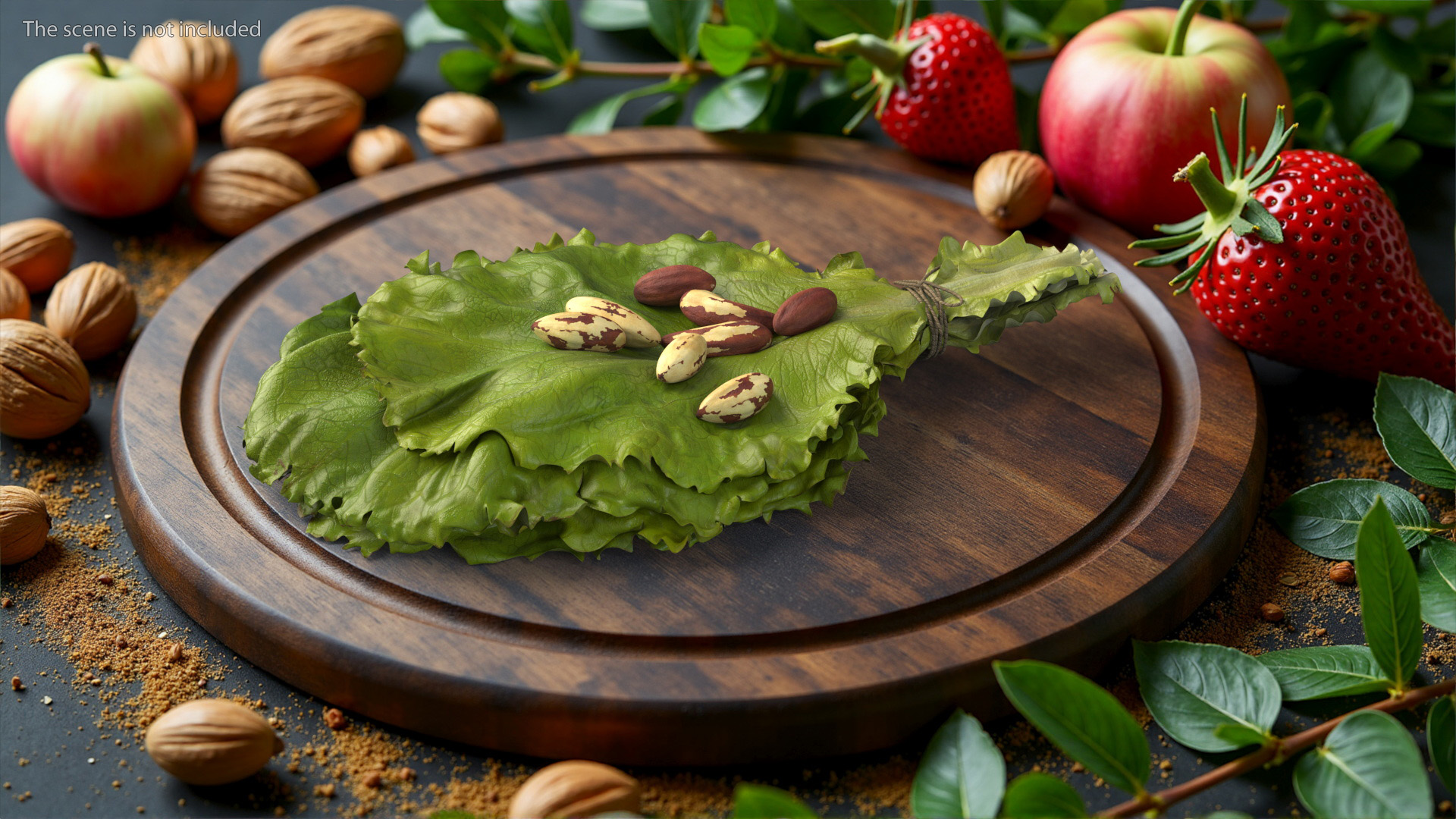 3D Lettuce Leaves with Brazil Nuts