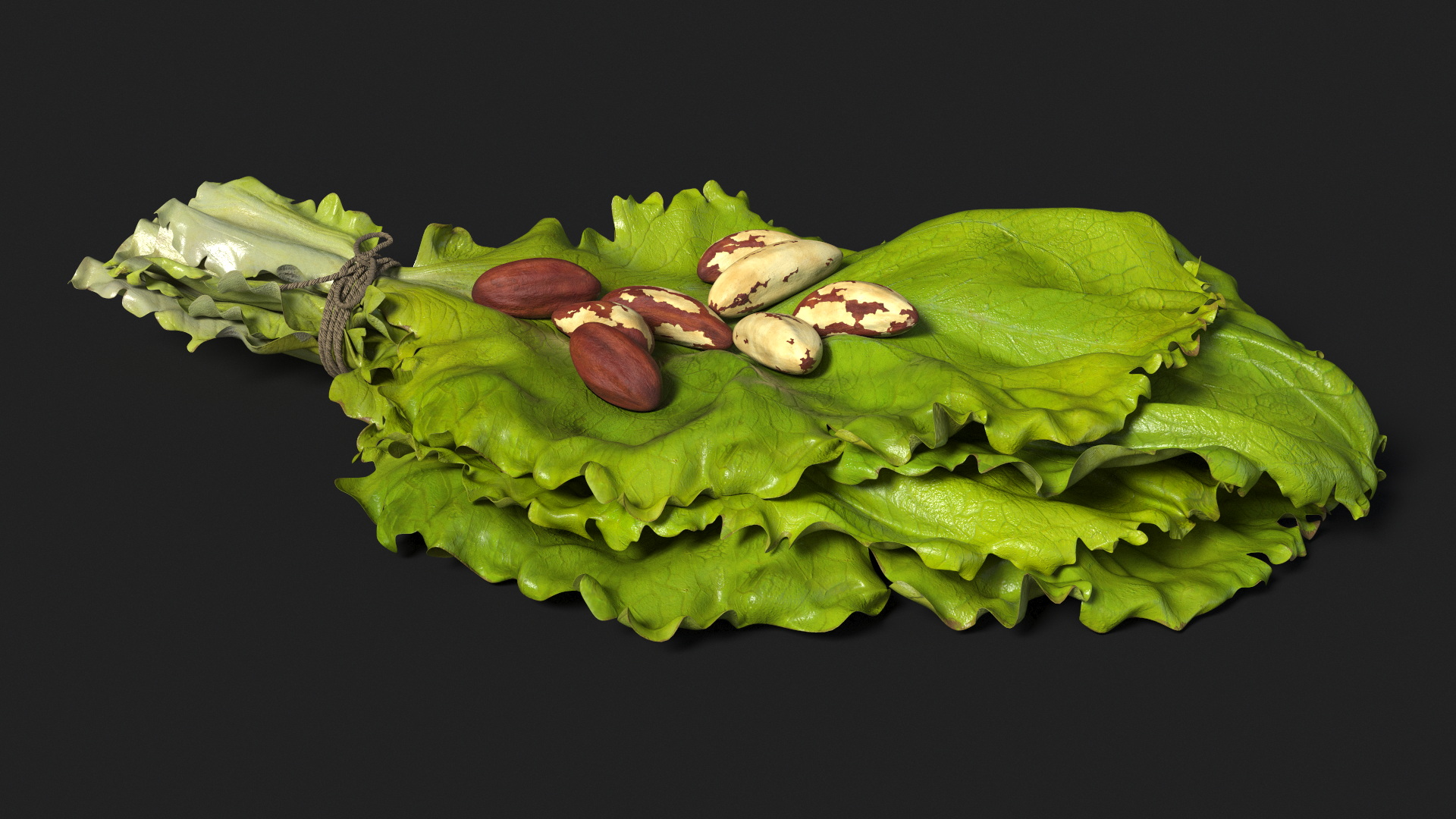 3D Lettuce Leaves with Brazil Nuts