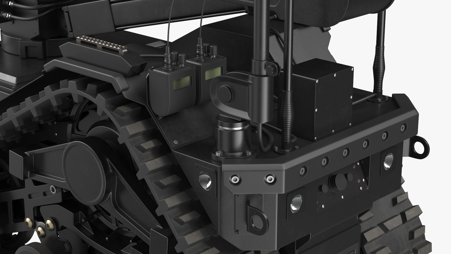 3D Scientific Robotic System Black on Caterpillar Tracks model