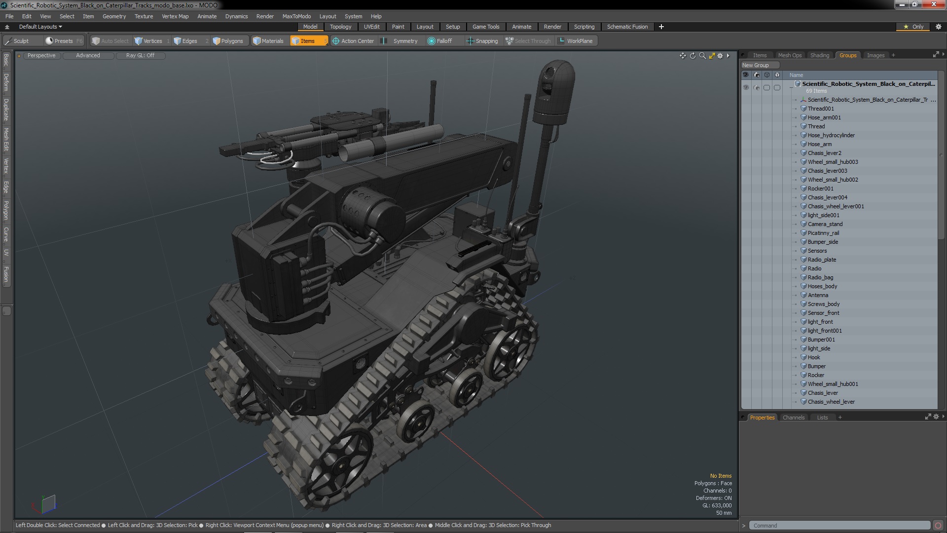 3D Scientific Robotic System Black on Caterpillar Tracks model