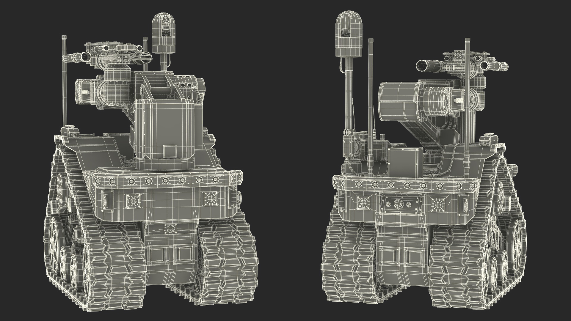 3D Scientific Robotic System Black on Caterpillar Tracks model