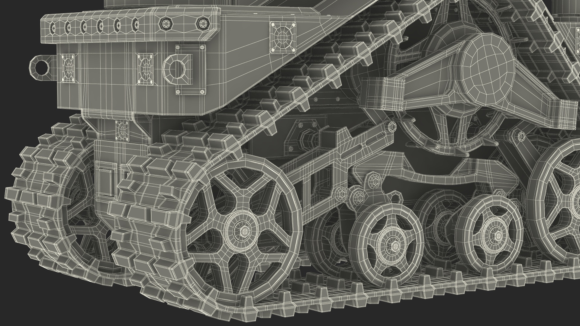 3D Scientific Robotic System Black on Caterpillar Tracks model