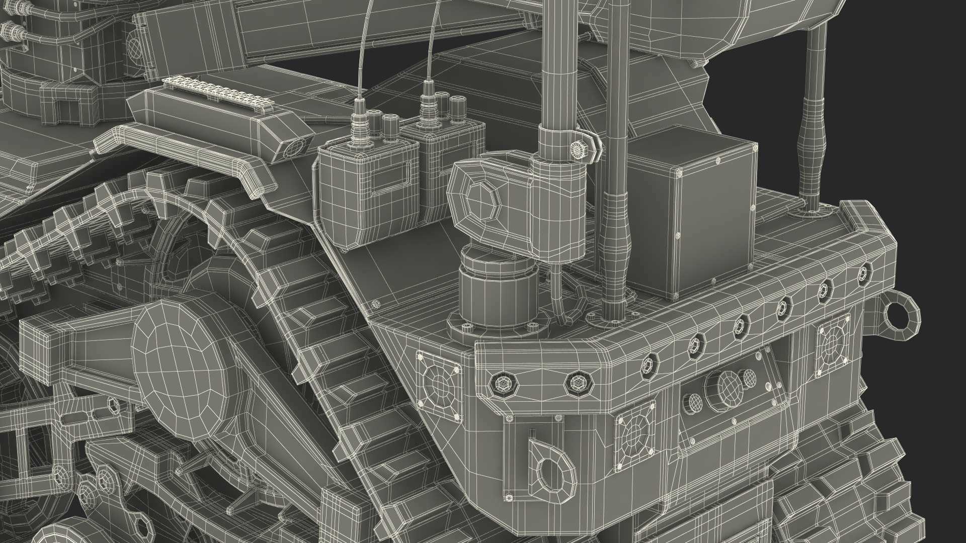 3D Scientific Robotic System Black on Caterpillar Tracks model