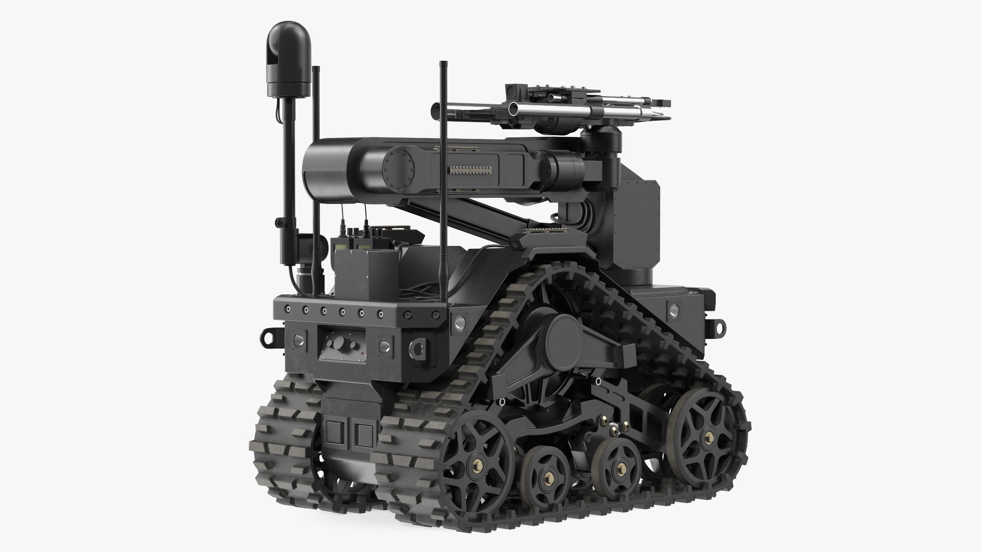 3D Scientific Robotic System Black on Caterpillar Tracks model