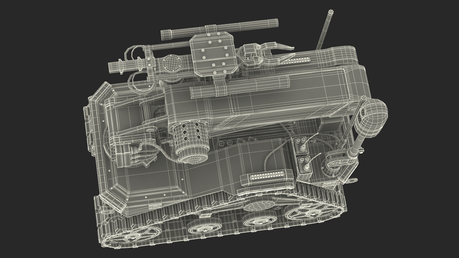 3D Scientific Robotic System Black on Caterpillar Tracks model