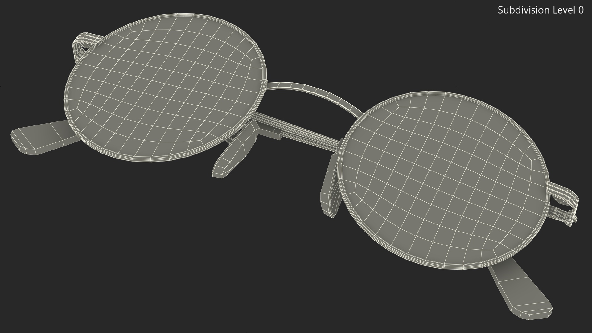 3D model Vintage Round Metal Clear Lens Glasses Folded