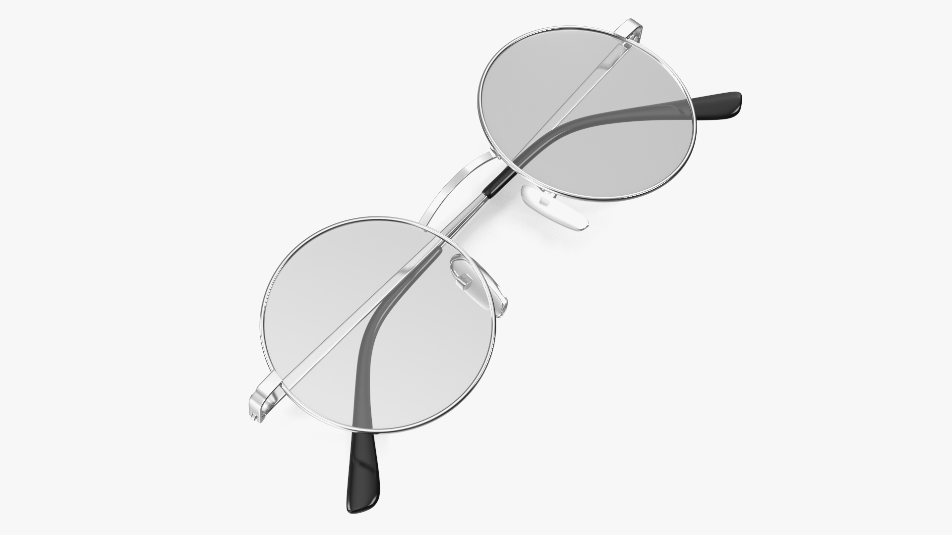 3D model Vintage Round Metal Clear Lens Glasses Folded