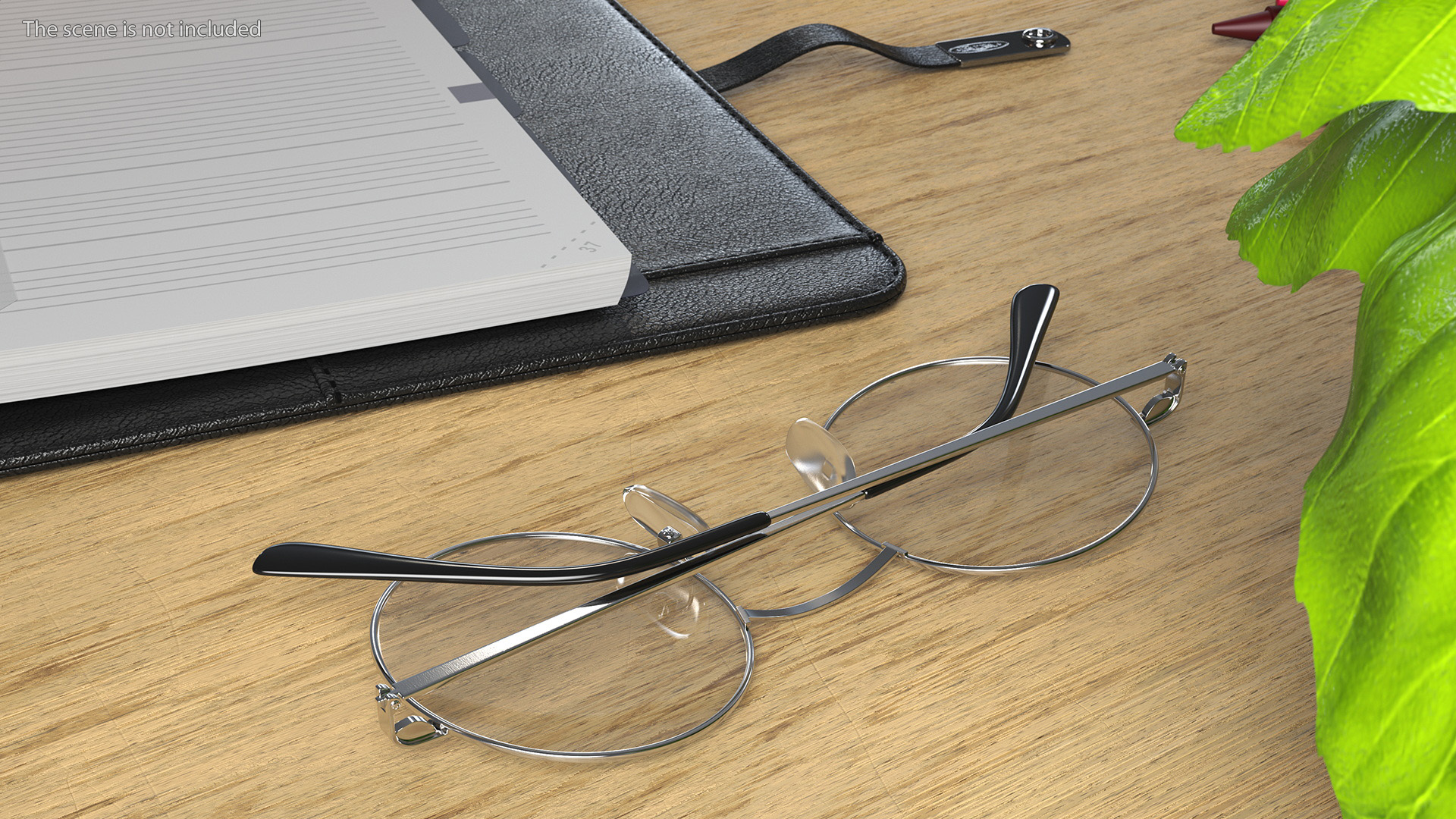 3D model Vintage Round Metal Clear Lens Glasses Folded