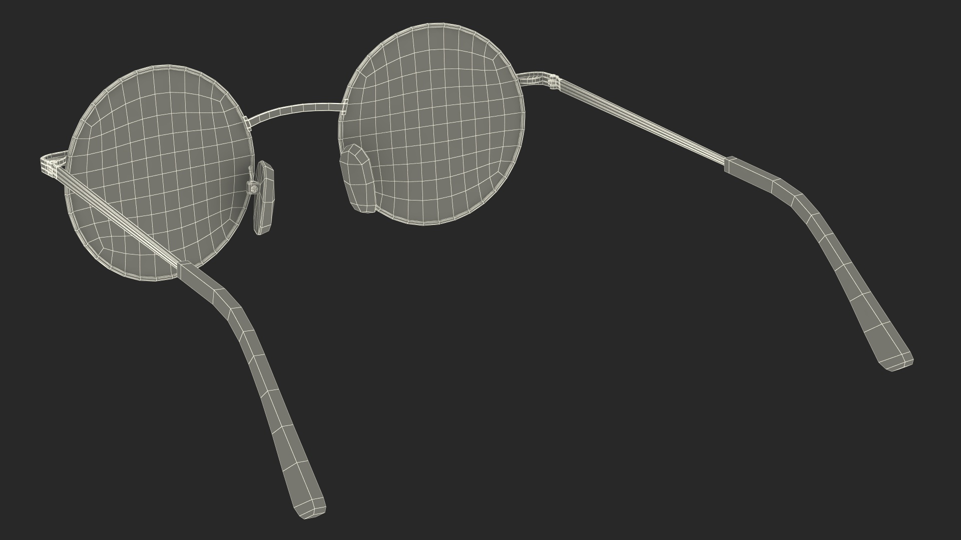 3D model Vintage Round Metal Clear Lens Glasses Folded