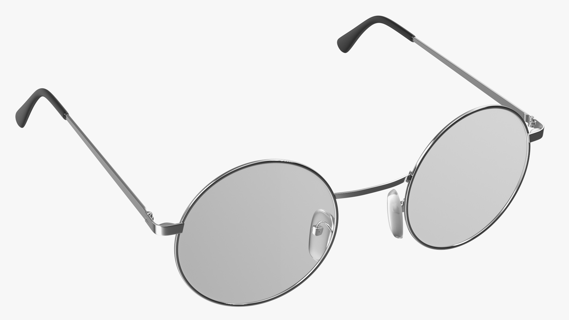 3D model Vintage Round Metal Clear Lens Glasses Folded