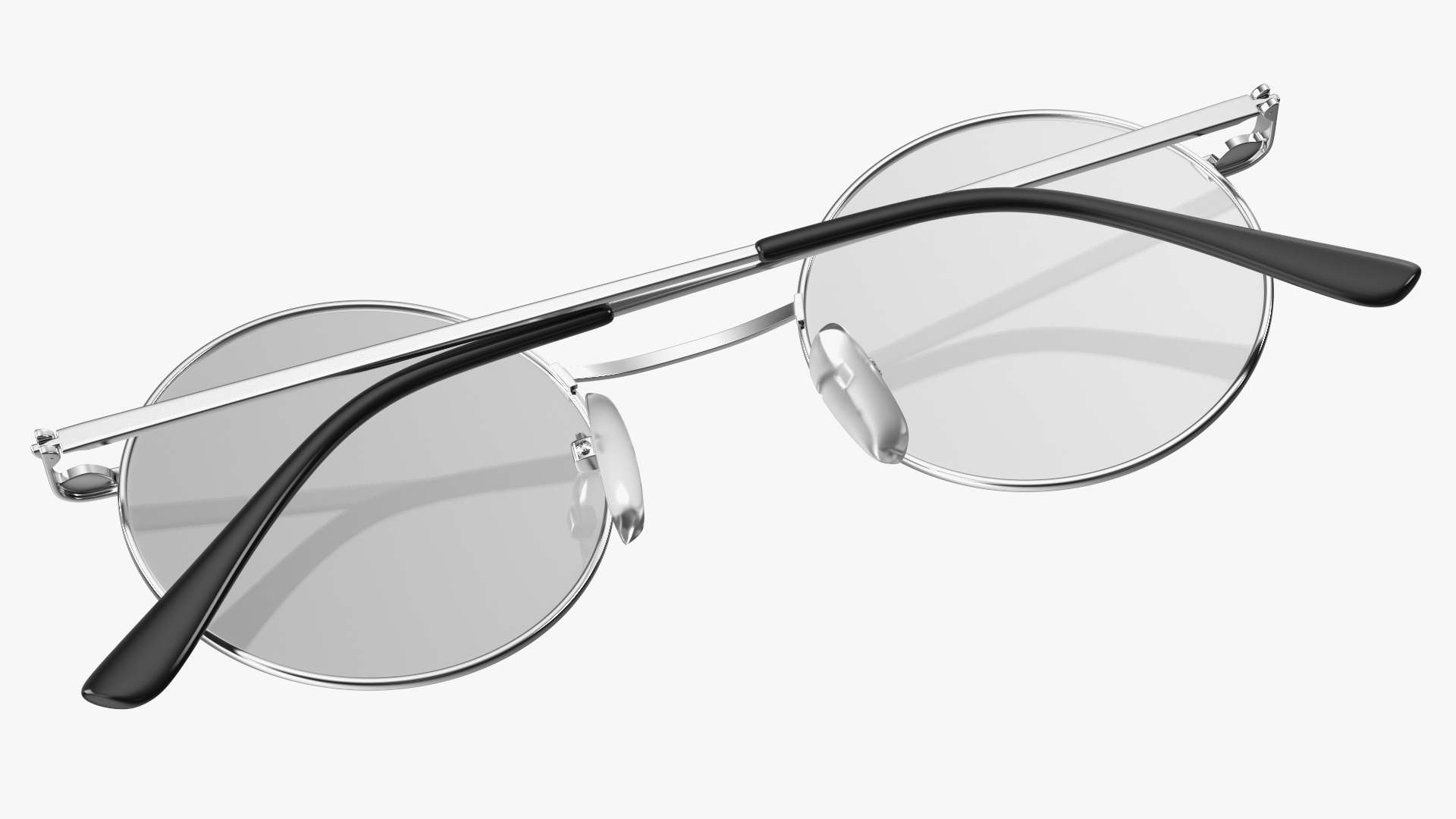 3D model Vintage Round Metal Clear Lens Glasses Folded