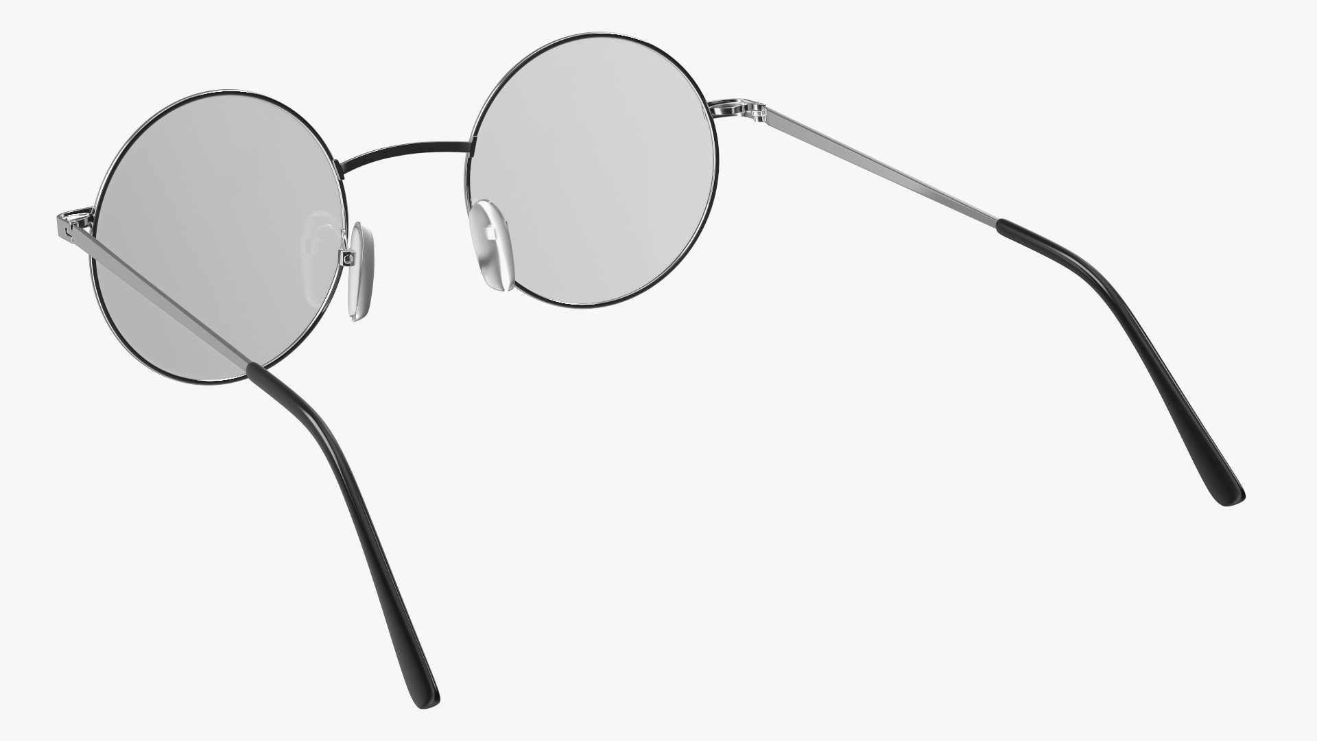 3D model Vintage Round Metal Clear Lens Glasses Folded