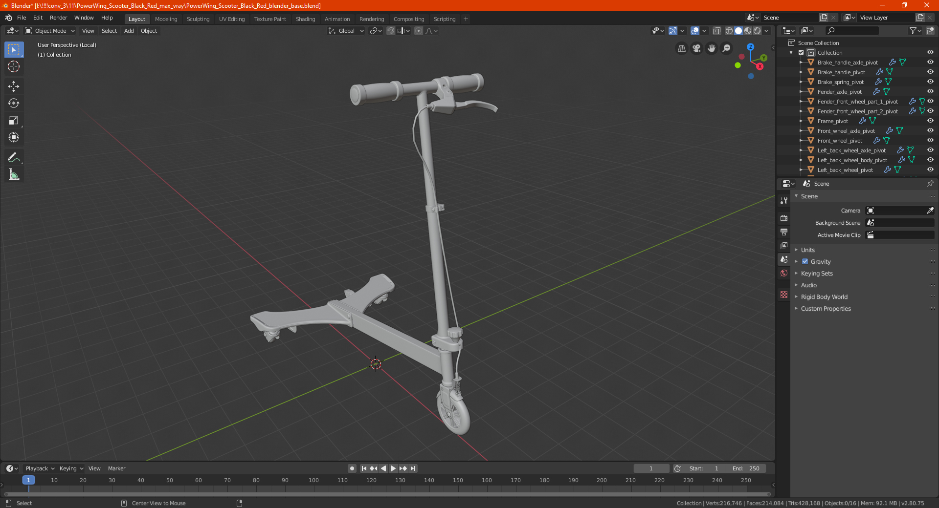 3D PowerWing Scooter Gray Green model