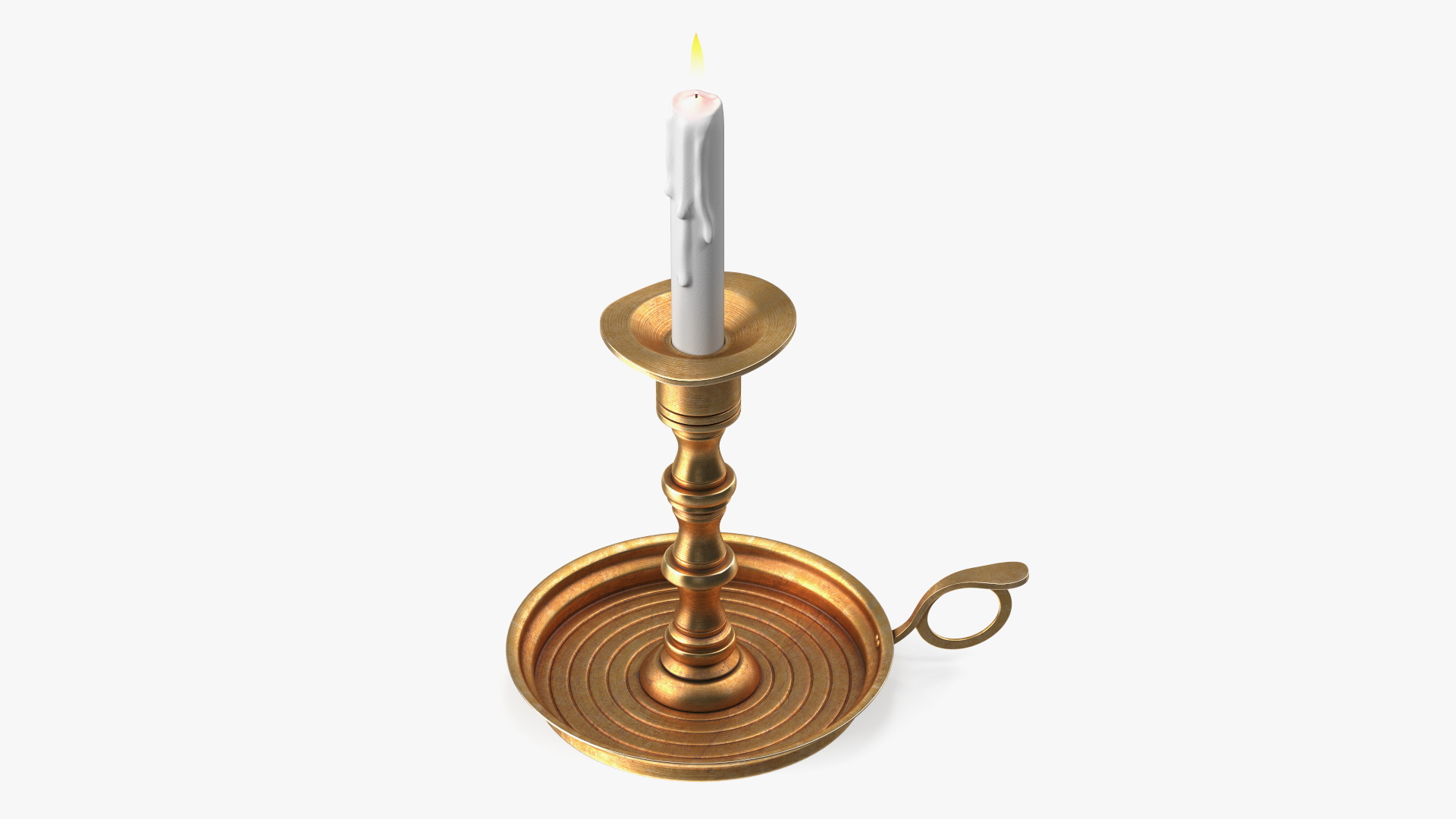 3D model Antique Candlestick with Wax Candle