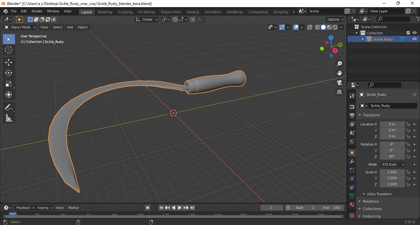Sickle Rusty 3D