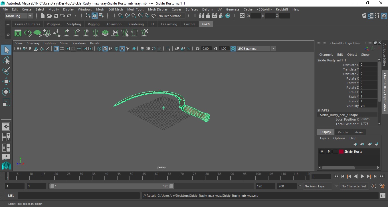 Sickle Rusty 3D