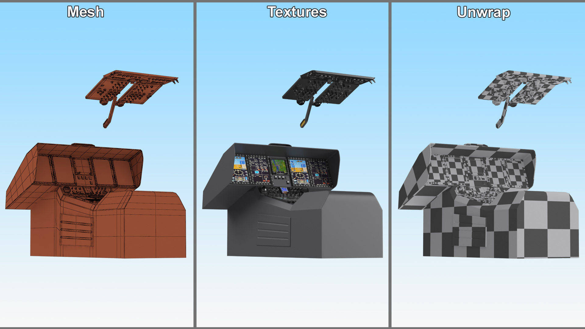 3D Private Helicopter Control Panels model