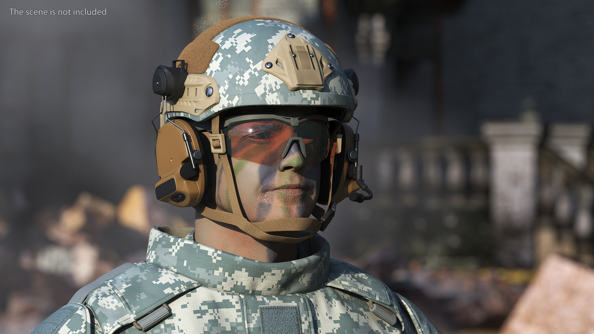 3D model Soldier in Grey Tactical Gear Fur Rigged