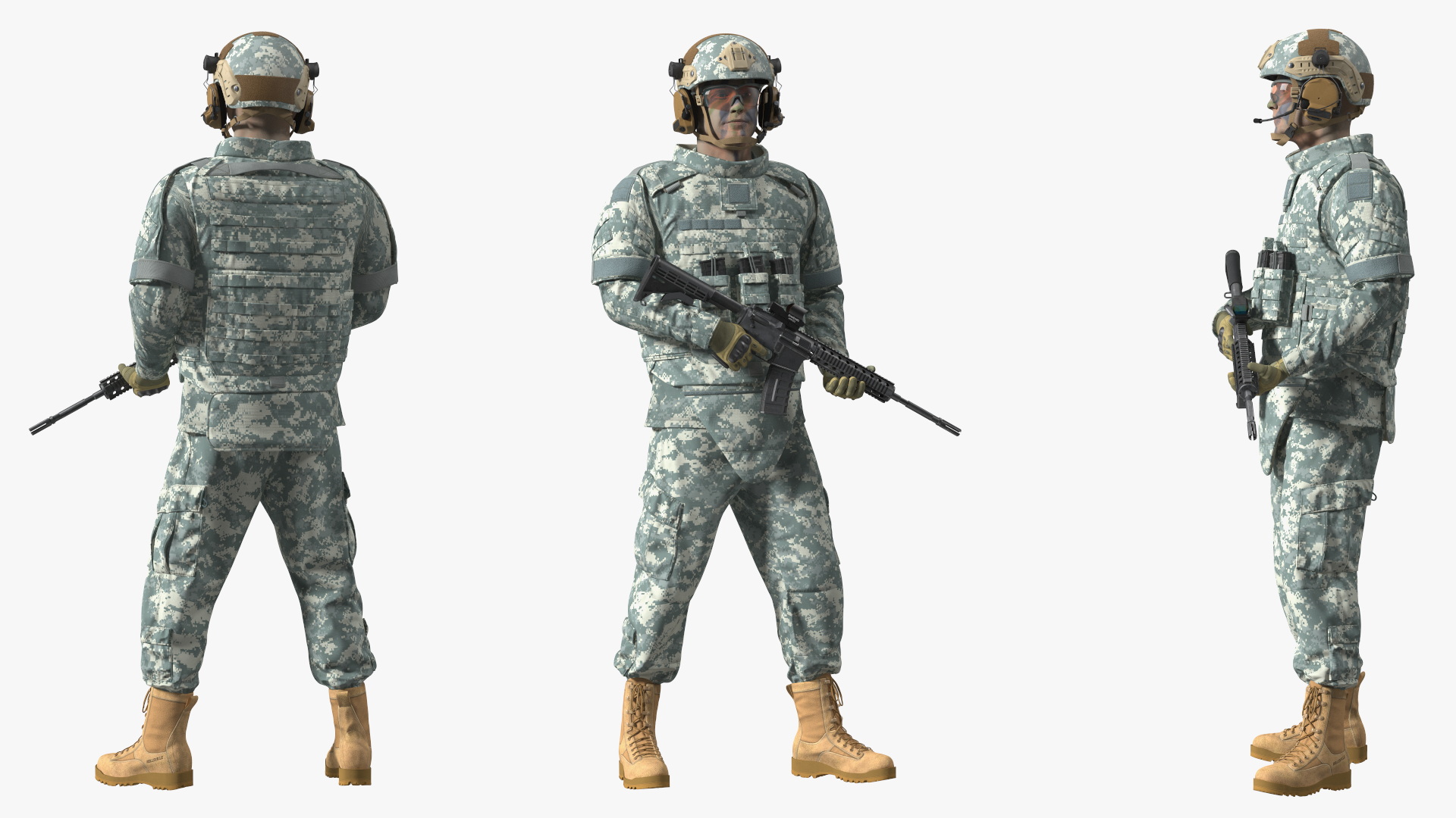3D model Soldier in Grey Tactical Gear Fur Rigged