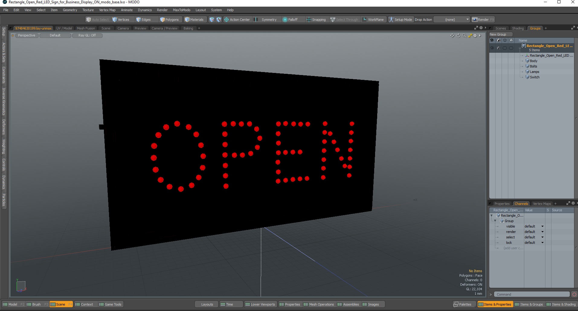 3D Rectangle Open Red LED Sign for Business Display ON