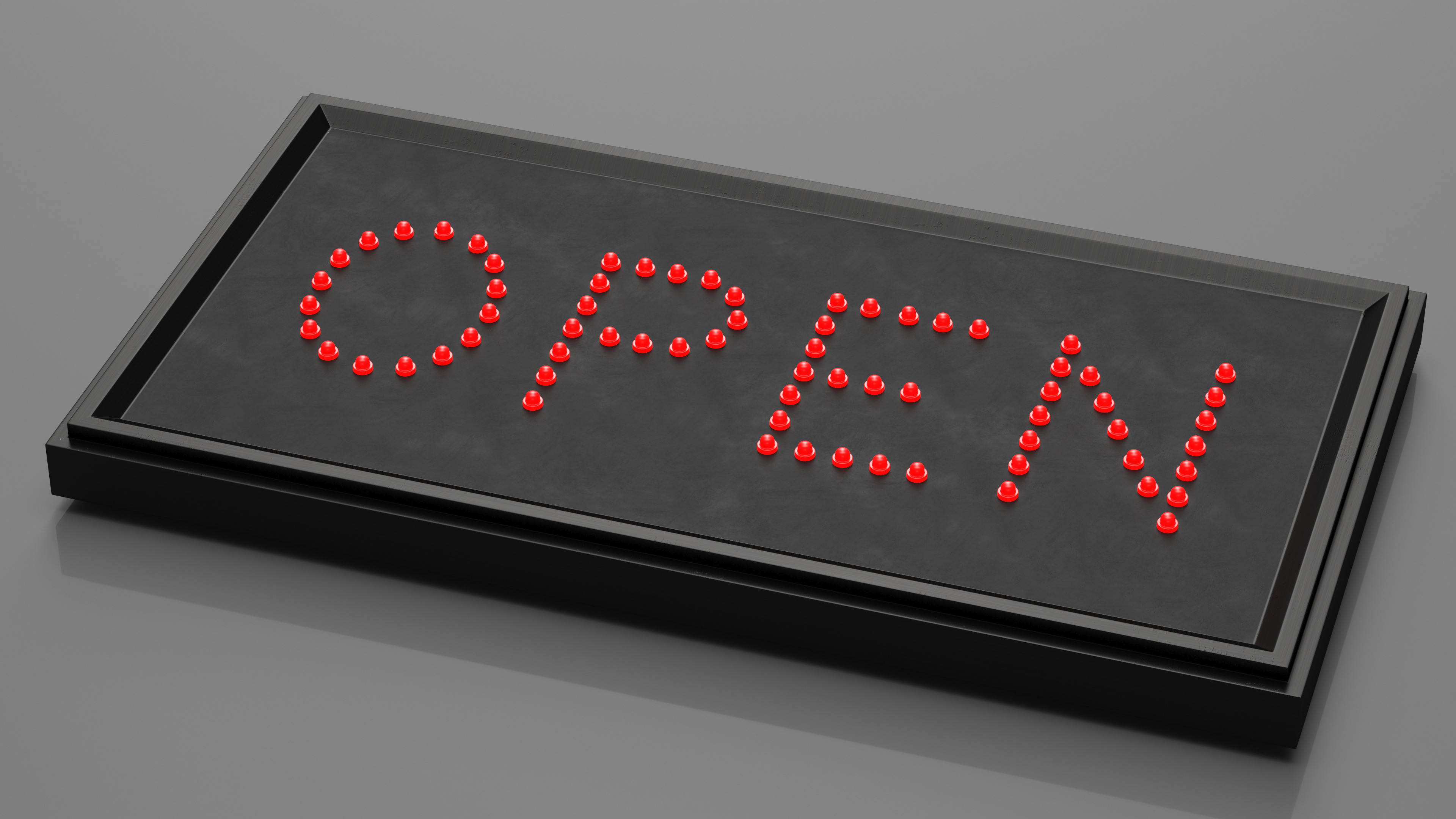 3D Rectangle Open Red LED Sign for Business Display ON