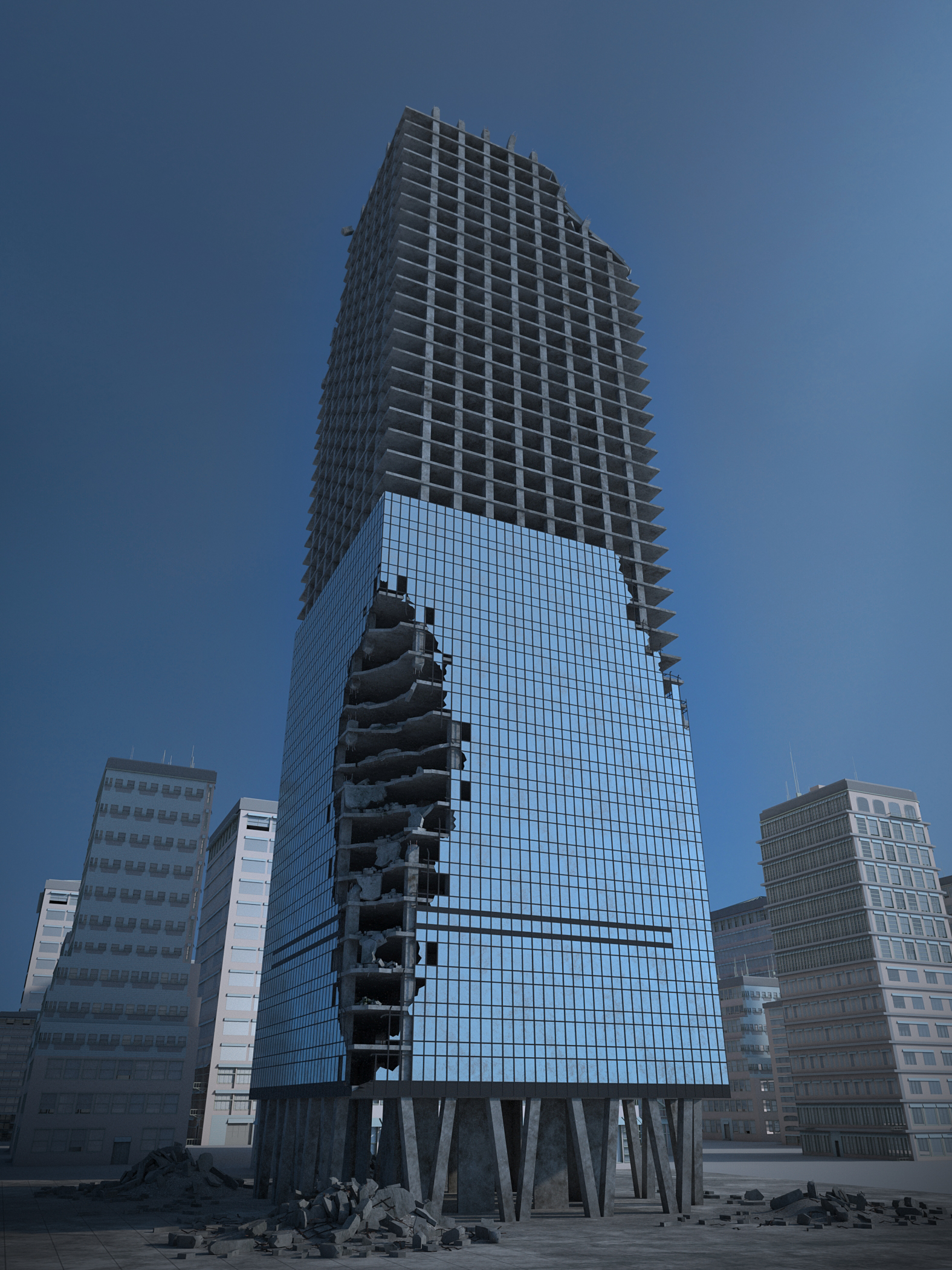 3D model Destroyed Skyscraper