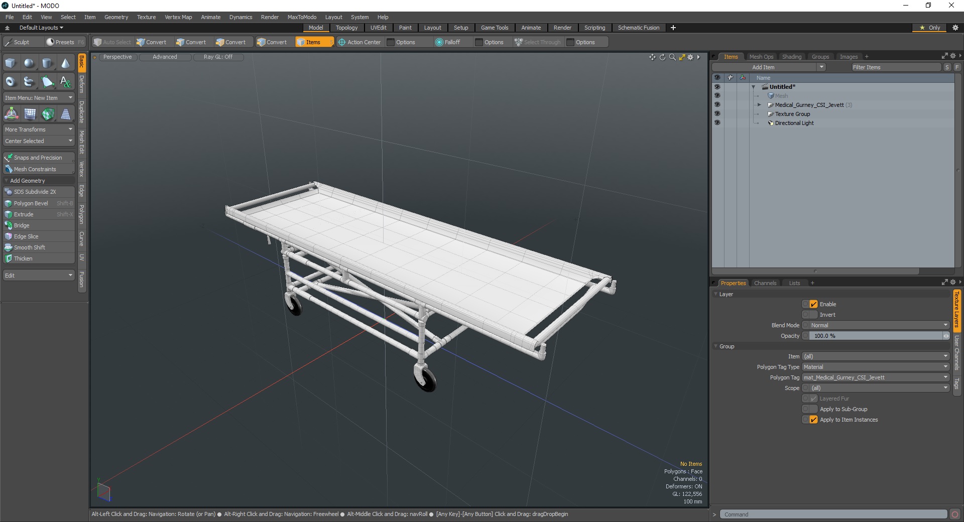 3D model Medical Gurney CSI Jevett