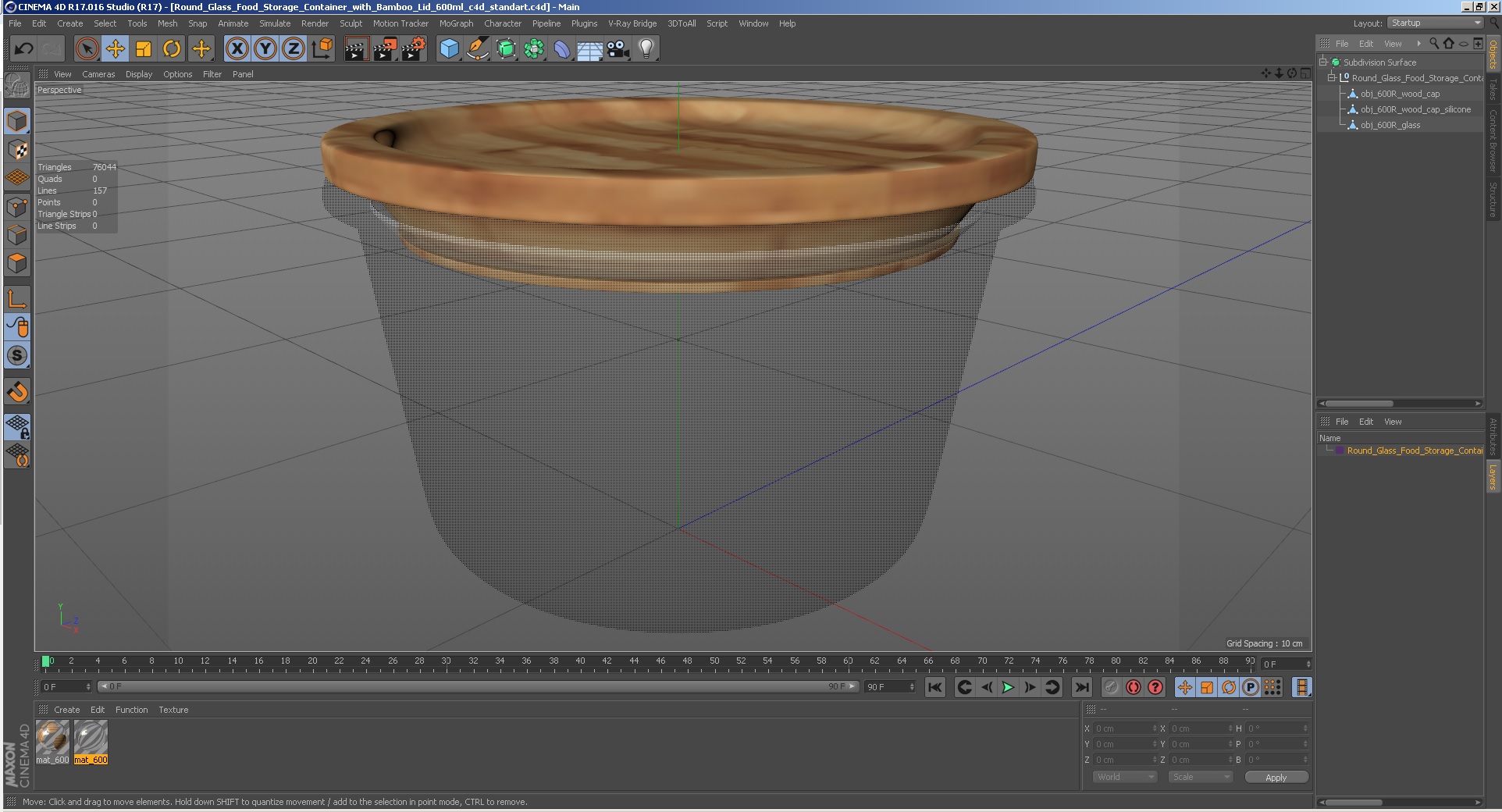 3D Round Glass Food Storage Container with Bamboo Lid 600ml